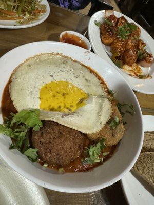 Shakshuka with vegan egg   at Loving Heart in Kathmandu