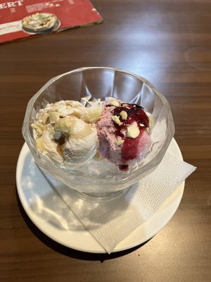 vanilla + blueberry ice cream   at Loving Heart in Kathmandu