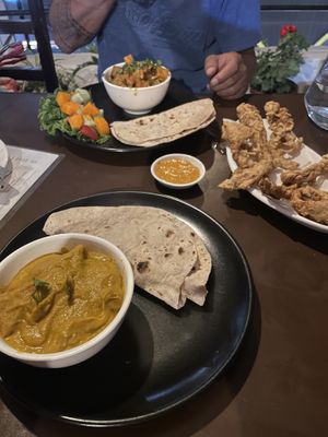 Curries with mushroom  at Loving Heart in Kathmandu