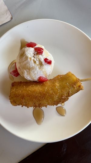 Fried banana and ice cream! So yummy   at Loving Heart in Kathmandu