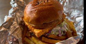 Thai tofu burger- super yummy 😋   at Loving Heart in Kathmandu