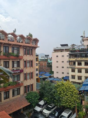 The view from the rooftop terrace at Loving Heart in Kathmandu