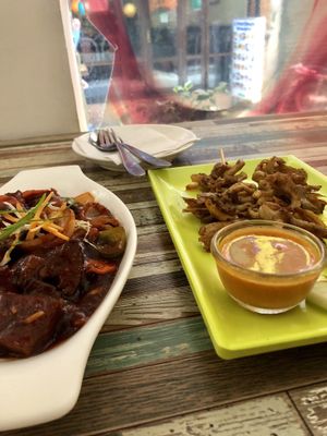 Seitan and mushroom kebab at Loving Heart in Kathmandu