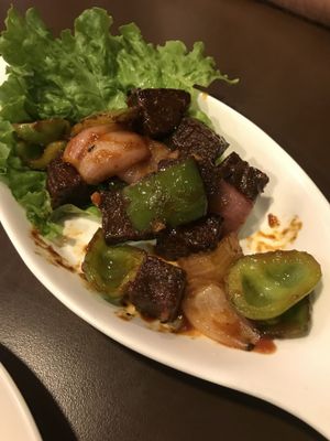 chilli seitan (half eaten sorry), this one was delicious at Loving Heart in Kathmandu