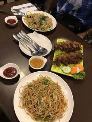 Chowmein and seitan fried rice at Loving Heart in Kathmandu