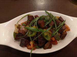 Chili seitan at Loving Heart in Kathmandu