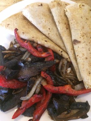 fajita's con portobello, red pepper and  onion. at Vegetal - temporarily closed in Mexico City