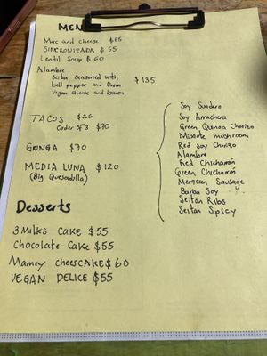 Menu as of April 24 ‘24  at Vegetal - temporarily closed in Mexico City