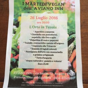Tuesday Night Vegan Group Dinner at Aviano Inn Trattoria-Pizzeria in Aviano