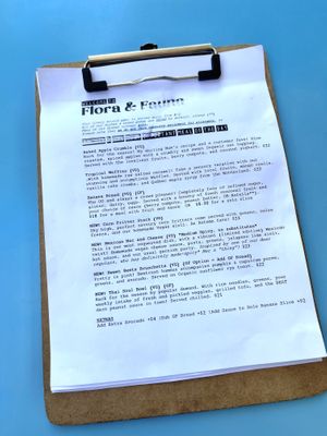 Flora and Fauna food menu at Flora and Fauna in Fremantle