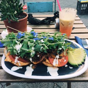 mushroom bagel kicking ass at Flora and Fauna in Fremantle
