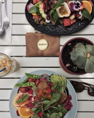 Pumpkin hummus and vegan apple crumble at Flora and Fauna in Fremantle