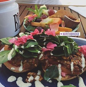 Vegan magic mushroom bagels and banana bread at Flora and Fauna in Fremantle