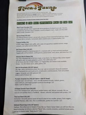 Menu December 2024. Confirmation that this place is now fully vegan. at Flora and Fauna in Fremantle