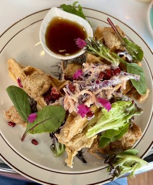 “Fried Chick’n” Waffle   at Flora and Fauna in Fremantle