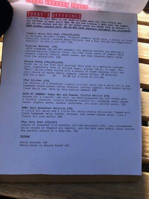 Menu - may 2019 at Flora and Fauna in Fremantle