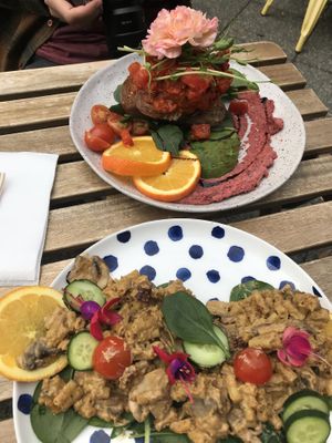 Truffle Mac and cheese and avo hummus toast at Flora and Fauna in Fremantle