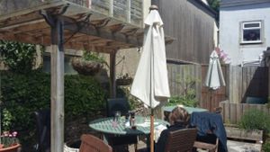 Sunny, outside area at Oats Healthy Living Store in Brixham