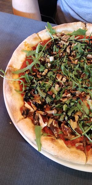 Focaccia with 3 kinds of mushrooms, nuts and balsamic vinegar at Urwis House in Jastarnia