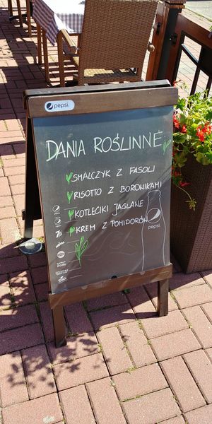 Plantbased menu outside at Urwis House in Jastarnia
