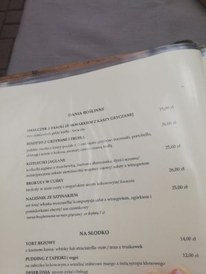 Plant-based part of menu (there is also a vegan pizza in the pizza section) at Urwis House in Jastarnia