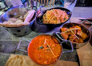 Aloo Gobi, Chana Masala, Veg Fried Rice, Roti at Chakra Indian Fusion in Tirana