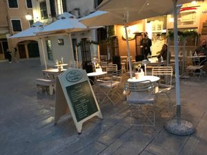 Restaurant facade and outdoor seating at Pane e Souvlaki in Corfu