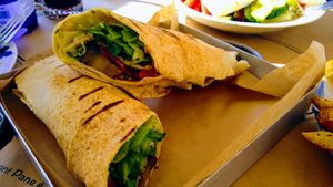 Falafel houmous wrap at Pane e Souvlaki in Corfu