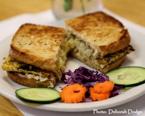 Our Tempeh Rueben - marinated tempeh in a citrus reduction for extra flavor and easier digestion. Create our sandwich with powerful raw sauerkraut and our own homemade Thousand Island dressing. Served on rye bread OR our gluten free alternative at 7th Element in Burbank