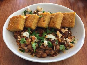 Vegetable polenta ragu at Foraged in Seddon