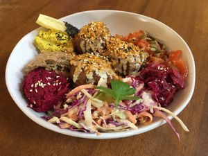 Felafel bowl at Foraged in Seddon