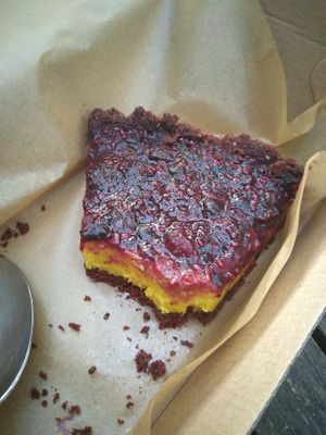 This tart tasted just like turkish delight. The flavour was exquisite. at Foraged in Seddon