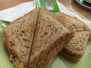 salami & cheese toastie  at Soya Cafe in Krakow