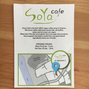 flyer  at Soya Cafe in Krakow