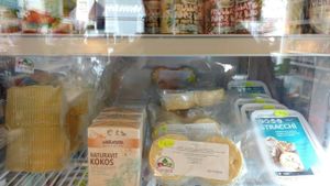 vegan store products at Vegan Store Stall 83 in Rome