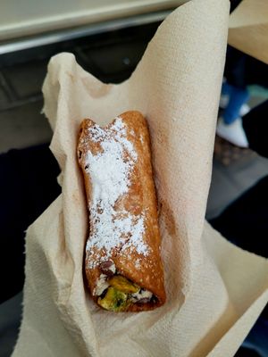 Pistachio cannoli at Vegan Store Stall 83 in Rome