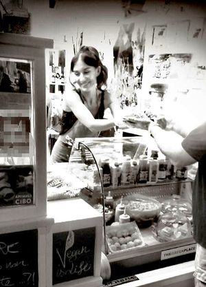 Serving love to you with all my heart.  at Vegan Store Stall 83 in Rome