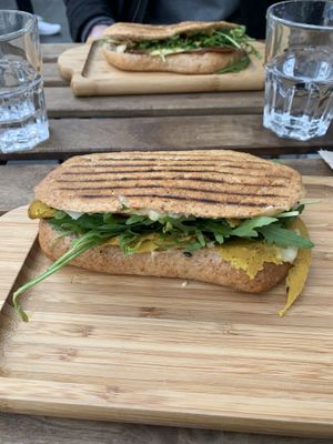 Homemade sandwich at Vegan Store Stall 83 in Rome