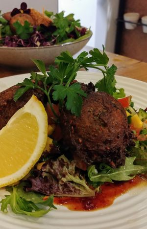Zucchini fritters at The Laughing Owl in Belgrave