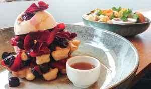 Vegan waffles at The Laughing Owl in Belgrave