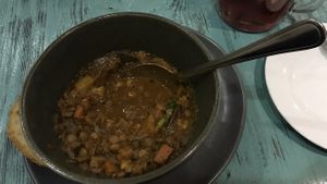 Vegan soup: mashroom with lentils  at Okiem i Brzuchem in Katowice