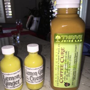 Juice shots & Coffee Cure  at Thrive Juice Lab in Laguna Niguel