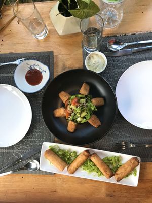 Fried spring rolls & crispy stuffed tofu at Banlle in Siem Reap