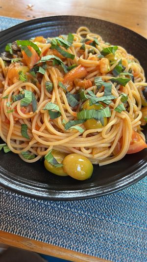 Fresh pasta with capers and olives  at Banlle in Siem Reap