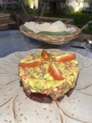 Beet and avocado appetiser   at Banlle in Siem Reap