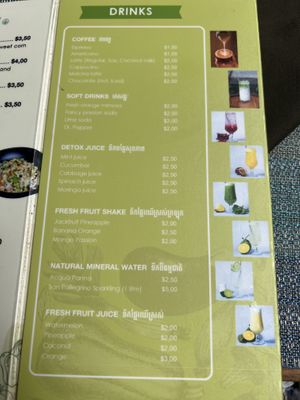 Menu drinks   at Banlle in Siem Reap