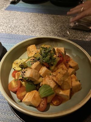 Sweet and sour tofu with cucumber  at Banlle in Siem Reap