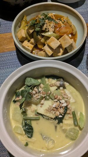 Vegan amok and sweet and sour tofu at Banlle in Siem Reap