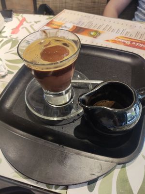 Affogato (chocolate gelato with espresso on top) at Fonte della Salute in Rome