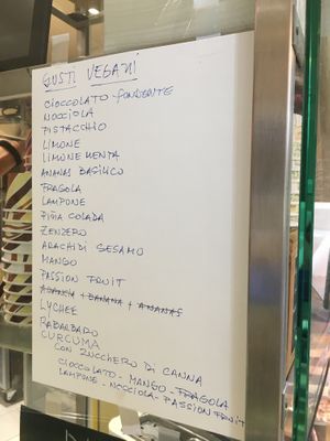 All the vegan options/flavours at La Mini Gelateria in Locarno